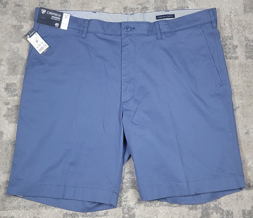 NWT Cremieux Men's Madison Relaxed Fit Comfort Blue Chino Golf Shorts Sz 40x9